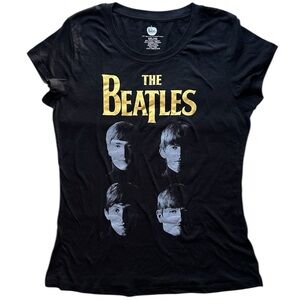 The Beatles Cotton Blend Black Tee with Gold Logo XXL Festival Memorabilia